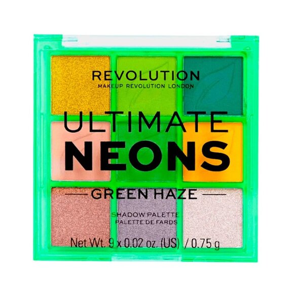 Makeup Revolution Ultimate Neons Eyeshadow Palette Green Haze–9 Bold Shades New - Picture 4 of 5
